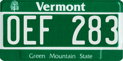 VT license plate OEF283