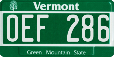 VT license plate OEF286