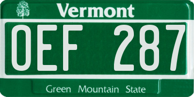 VT license plate OEF287