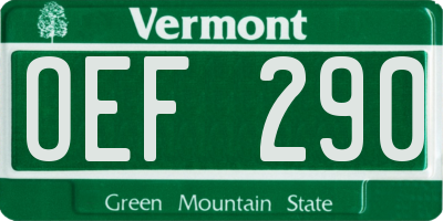 VT license plate OEF290