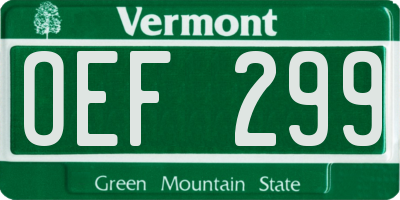 VT license plate OEF299