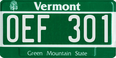 VT license plate OEF301