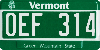 VT license plate OEF314