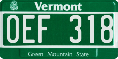 VT license plate OEF318