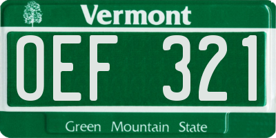 VT license plate OEF321