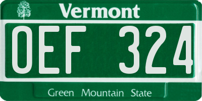 VT license plate OEF324