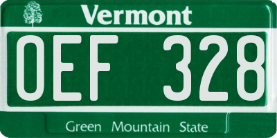 VT license plate OEF328