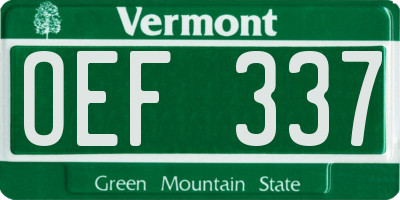 VT license plate OEF337