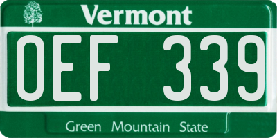 VT license plate OEF339
