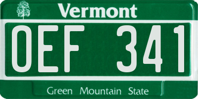 VT license plate OEF341