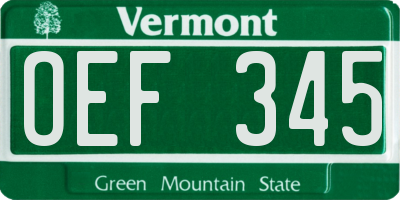 VT license plate OEF345