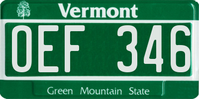 VT license plate OEF346