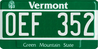 VT license plate OEF352