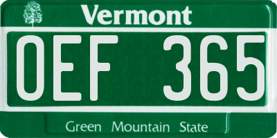 VT license plate OEF365