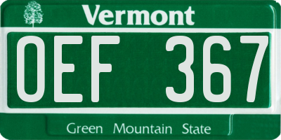 VT license plate OEF367