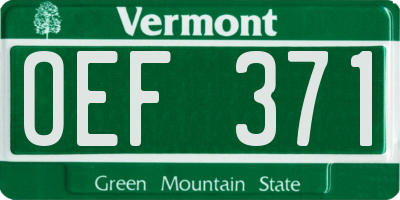 VT license plate OEF371