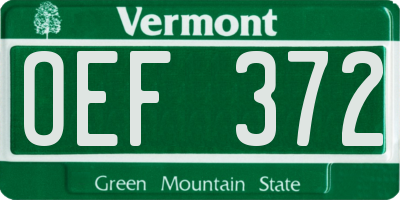 VT license plate OEF372