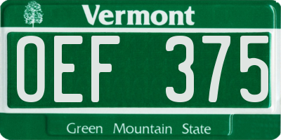 VT license plate OEF375