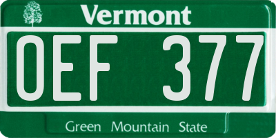 VT license plate OEF377