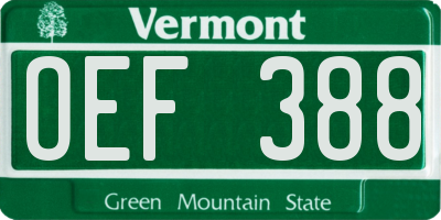 VT license plate OEF388