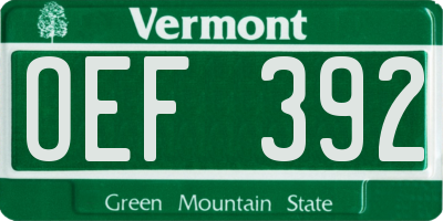 VT license plate OEF392