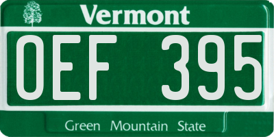 VT license plate OEF395