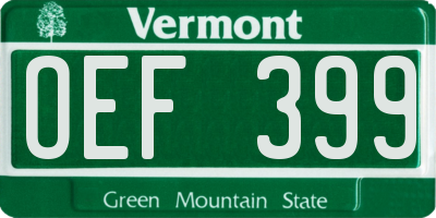 VT license plate OEF399