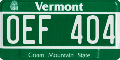 VT license plate OEF404