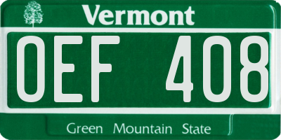 VT license plate OEF408