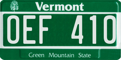 VT license plate OEF410