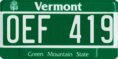 VT license plate OEF419