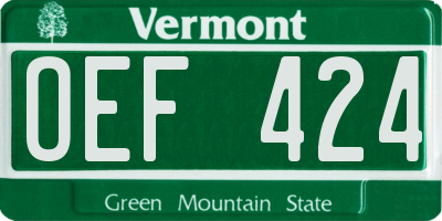 VT license plate OEF424