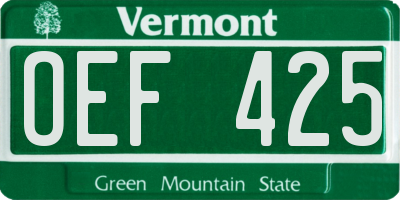 VT license plate OEF425
