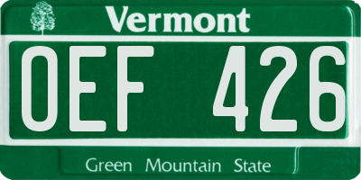 VT license plate OEF426