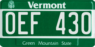 VT license plate OEF430