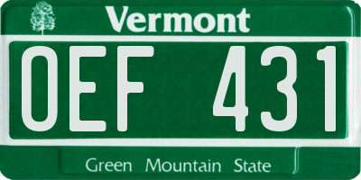VT license plate OEF431