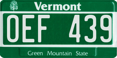 VT license plate OEF439