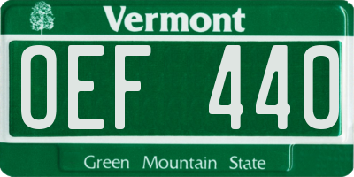 VT license plate OEF440