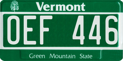 VT license plate OEF446