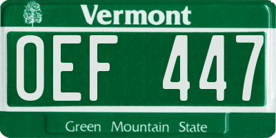 VT license plate OEF447