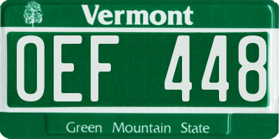 VT license plate OEF448