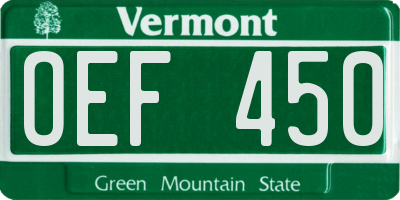 VT license plate OEF450