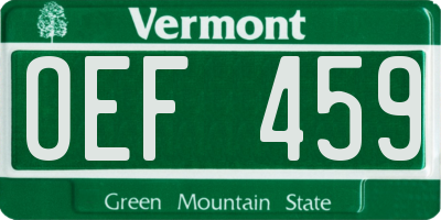 VT license plate OEF459