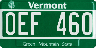 VT license plate OEF460