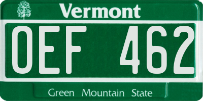 VT license plate OEF462