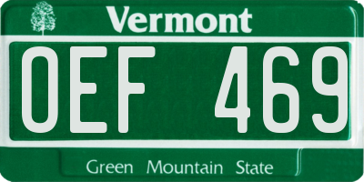 VT license plate OEF469