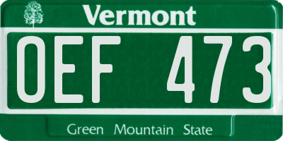 VT license plate OEF473