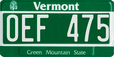 VT license plate OEF475