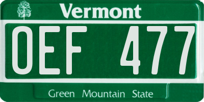 VT license plate OEF477
