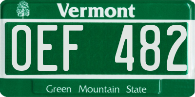 VT license plate OEF482